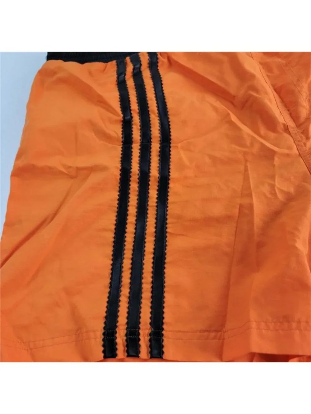Vintage Adidas 3-Stripes Swim Trunks XXL Bright Orange Mesh Lined Drawstring
